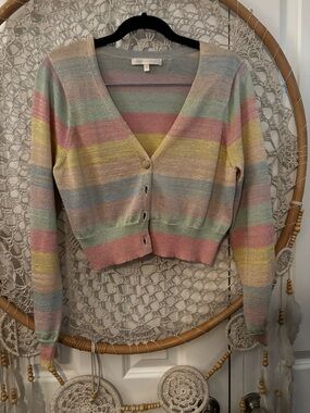 LoveShackFancy Aereria Pastel Sunrise Crop Cardigan Size Medium A00334